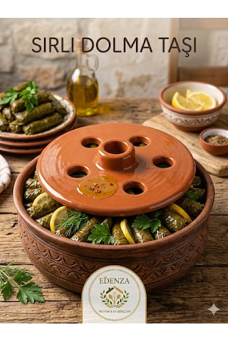 Güveç Dolma Sarma Taşı Kapağı Sırlı Çömlek 18 Cm Çok Renkli