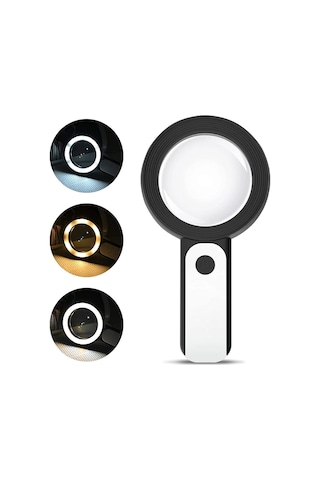 30x 12ışıklı Büyüteç Taşınabilir Çıft Katmanlı Optik Cam Okuma Büyüteç 229018 0c5ab