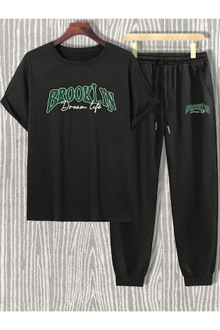 Altamira Erkek Siyah Brooklyn Dream Life Baskılı Eşofman Takım 001