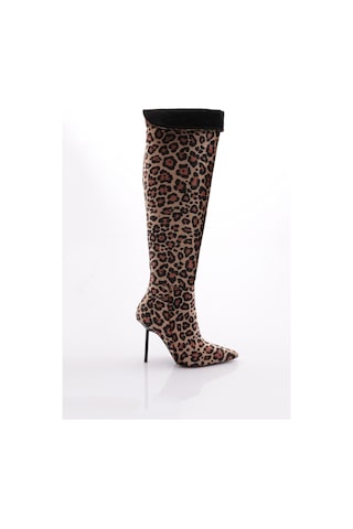 Dgn 8020 Kadin Yani Fermuarli Çizme 8020-2446-R1137 Leopar