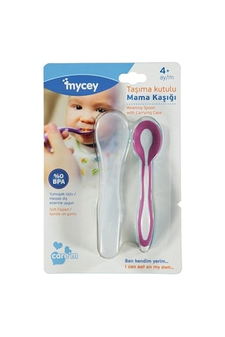 Mycey Taşıma Kutulu Mama Kaşığı - Pembe