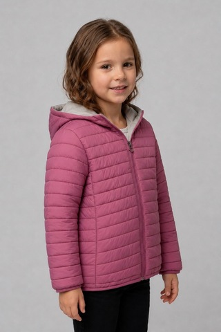 Mnk Baby & Kids Kız Çocuk Kapüşonlu İçi Polarlı Fermuarlı Şişme Mont M00859 Gülkurusu