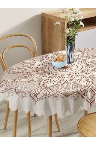 Joyarty Oval Masa İçin Çiçek Desenli Peçete 140 110 Cm 421836233 Beyaz