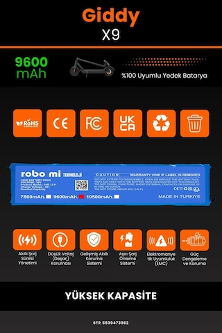Giddy X9 / 36v 9600mAh Elektrikli Scooter Bataryası