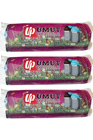 Umut 2 Kat Endüstriyel Jumbo Çöp Torbası Poşeti  Siyah 600 G 3 x 10'lu 80 x 110 CM
