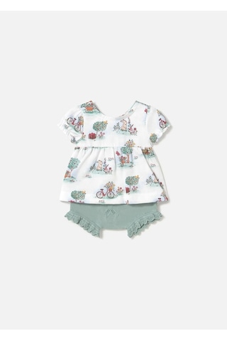 Kız Bebek Tişört Şort Takım Mint 1257 Mint