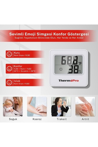 Tp157w İç Mekan Sera, Dolap, Bebek Odası Hassas Sıcaklık Ve Nem Ölçer Mini Termometre