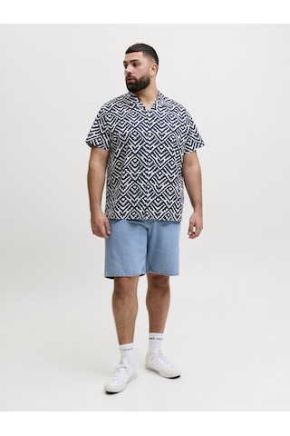 Jack & Jones Büyük Beden Resort Yaka Kisa Kollu Gömlek - Milo - 12290786 Sky Captain