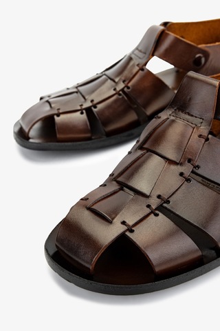 Valmenti Erkek Hakiki Deri Kahverengi Düz Sandalet 1152 1520 Erk Sndlt Y25 Marrone Açık Kahverengi