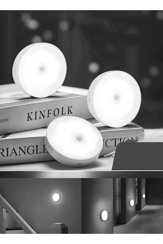 1 Adet Hareket Sensörlü 8 Ledli Beyaz Işık Led Auto Dolap Içi, Koridor Ledi Usb Şarjlı