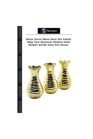 Delux Serisi Masa Süsü Stil Sahibi Obje Tarz Aksesuar Modern Gold Dalgalı Gövde Vazo Süs Eşyası