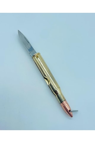 Tobaccotürk724 Arizona Marka Ak47 Mermisi Modeli Metal Mini Kamp Çakı //13cm Altın