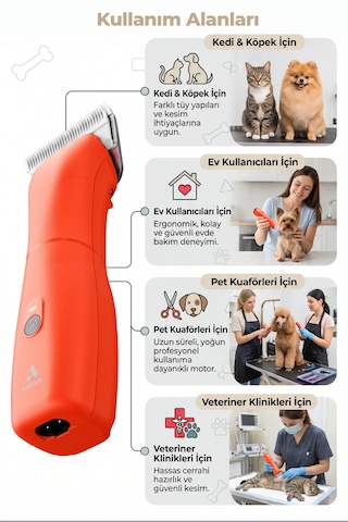 Andis Emerge Şarjlı Kedi Köpek Tıraş Makinesi 30w Turuncu - Dahili Bataryalı