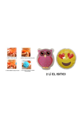 Emoji Pembe Baykuş Cep Sobası,el Isıtıcı,2 Adet Sıcak Su Torbası