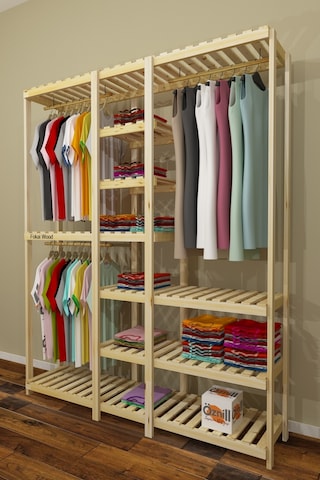 Tres Açık Ahşap El Yapımı Elbise Dolabı
