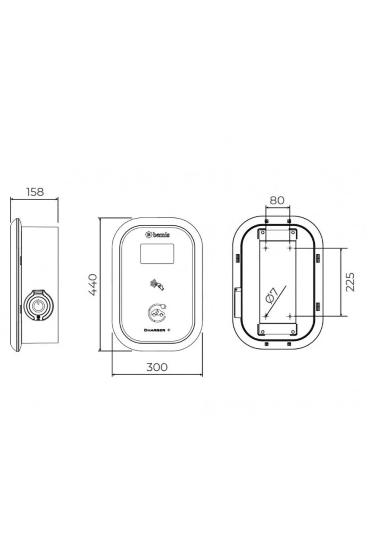 22kw Trifaze Araç Şarj Cihazı Ekransız Pano Prizli Tak Çalıştır Model 1 Charger 22.0 KW