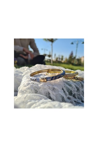 Aurelia Wave Luxe 24k Parıltılı Dalga Dokulu Çelik Bileklik Mavi