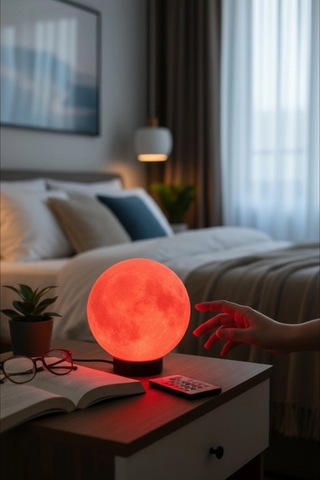 Ay Lambası Kumandalı Rgb Renk Değiştiren Gece Lambası 17.4 Cm E27 Ampul Dahil Çok Renkli