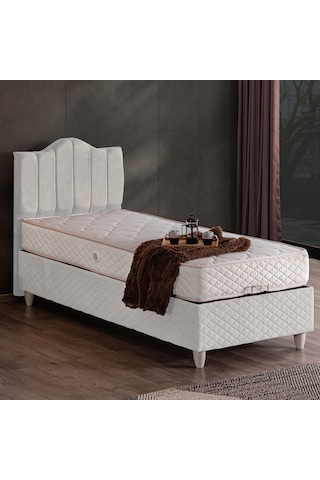 Trend Tek Kişilik Baza Başlık Letto Yatak Seti Beyaz 90 x 200
