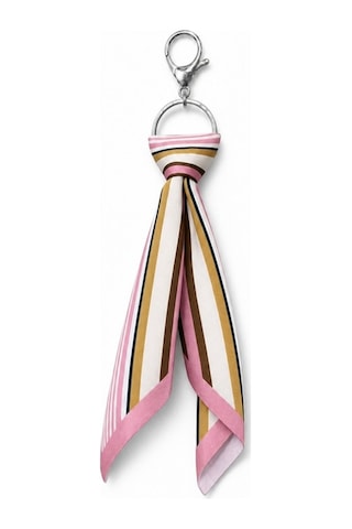 Tarzınıseç Pembe Çizgi Desenli Silver Anahtarlık Fular Charm
