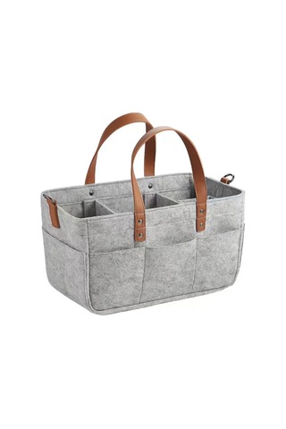 Vkemall Küçük Boy Koyu Gri Felt Materyal Bebek Malzemeleri Saklama Çantası - Büyük Kapasiteli, Taşınabilir, Yeniden Kullanılabilir Koyu Gri