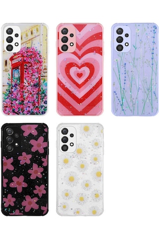 Zore Galaxy Uyumlu A52 Kılıf Simli Desenli Kamera Korumalı Parlak Msra Popy Kapak - Kulübe Kulübe