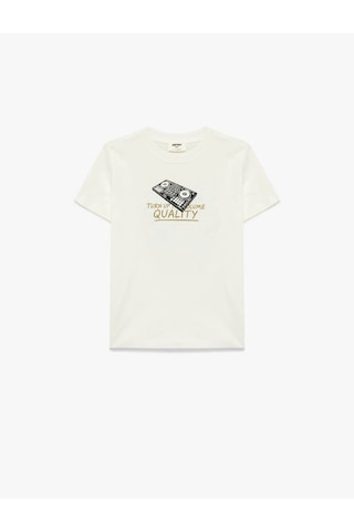 Koton Baskılı Ekru Erkek Çocuk T-shirt 6skb10420tk Ekru