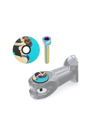 Ranyeek Dağ Ve Yol Bisikleti İçin 3d Kabartmalı Alüminyum Başlık Kapağı + Renkli Vidalar Seti Siyah