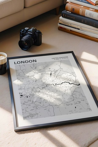 Londra İngiltere London-united Kingdom Haritası Çerçeveli Tablo Lüks Duvar Ofis Dekorasyon Tablo