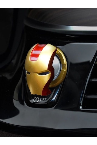 Start Stop Çerçevesi Koruyucu Kapak Metal Iron Man Sarı-kırmızı