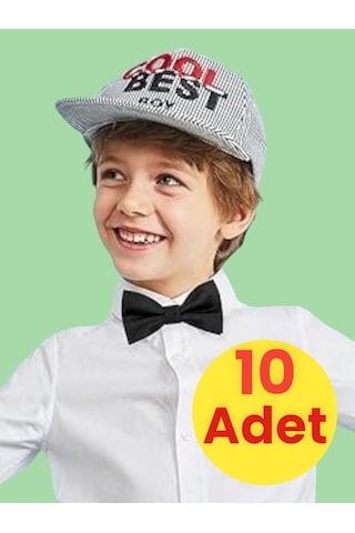 Tezzgelsin Erkek Çocuk Saten Papyon 10 Adet Siyah