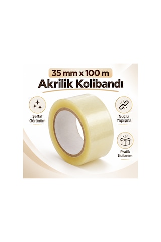 35 Mm X 100 M Şeffaf Akrilik Kolibandı 10 Lu 1