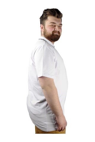 Mode Xl Büyük Beden T Shirt Polo Likralı Süprem Cepli 21558 Beyaz 001