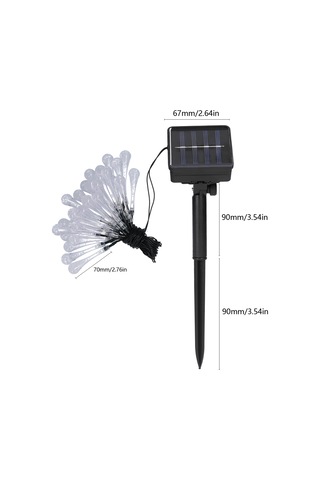 Kosona Güneş Enerjili 30 Led Su Damlalı Balon Işık Zinciri - Dış Mekan Sıcak Renkli Işıklı Dekorasyon Ip44 Su Geçirmez