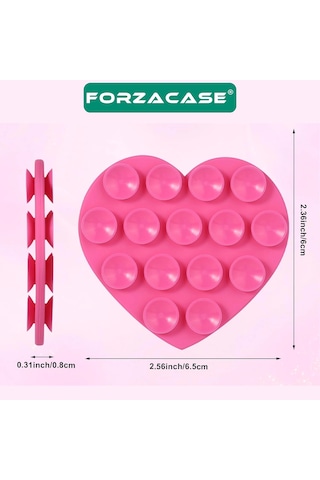 Forzacase Çift Taraflı Silikon Vakumlu Eller Serbest Cep Telefon Tutacağı Kalp - Fc1109 Yeşil