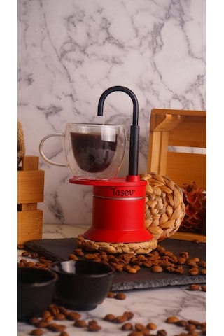 Taşev Bologna Kırmızı Açık Moka Pot T3502