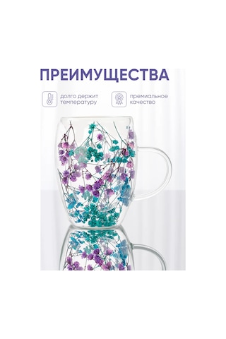 Prof Kuhna Çift Tabanlı Ve Çiçek Desenli Cam Kupa 300 Ml 227118384 Violet