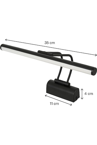 Ledli 6 Watt Kuğu Led Aplik Ayna Üstü Led Aplik Tablo Apliği Siyah Kasa Beyaz Işık Siyah