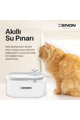 Xenon Smart Akıllı Otomatik Kedi Su Şelalesi Led Işıklı Ultra Sessiz Şeffaf Su Pınarı X8650
