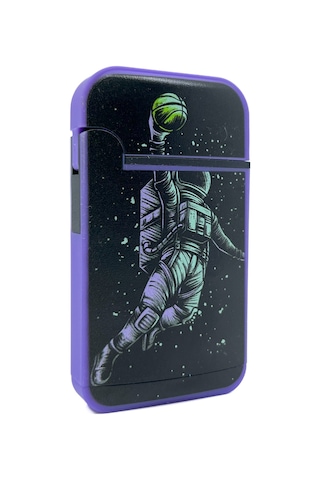 Zengaz Cool Tasarım Jet Alev Çakmak - Basketball Astronaut Mor