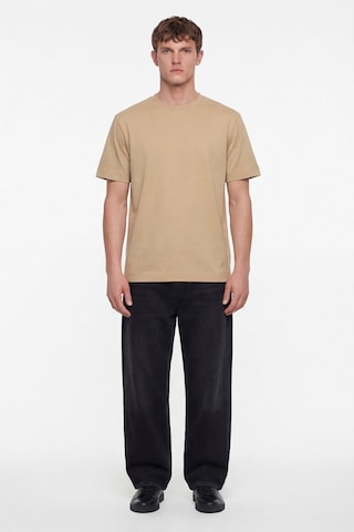 Sabri Özel Erkek Bej Normal Kesim Regular FitPamuk Dokuma Bisiklet Yaka Basic T-shirt