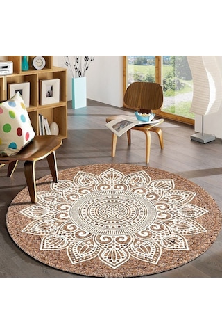 Jüt Yuvarlak Hasır Halı Yolluk Salon Oda Mutfak Halısı Ks-1061