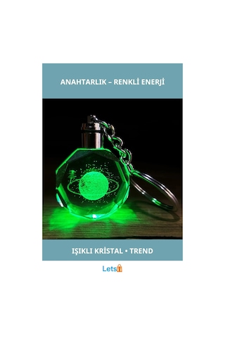 Renk Değiştiren Işıklı Kristal Anahtarlık Satürnlü Kız Motifli 10 Cm Çok Renkli