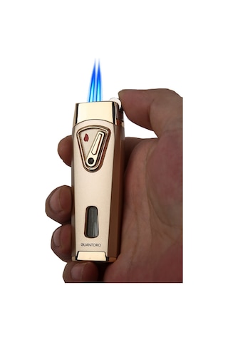 Quantoro Çift Torch Pürmüz Rose Gold Metal Puro Çakmağı - Trz1054