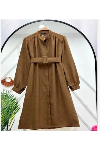 Lovie Moda Kadın Kemerli Tunik Kahverengi