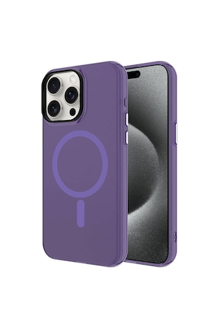 Nourthkiingdom Apple Uyumlu iPhone 15 Pro Max Nrtk Magsafe Şarj Özellikli Buzlu Transparan C-pro Sert Kılıf-derin M Derin Mor