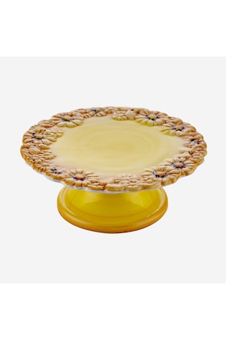 Sarı Seramik Kek Standı 22 Cm