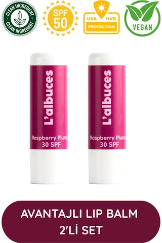 L'albuces Raspberry Plump Lip Balm Dudak Nemlendirici SPF30 2'li