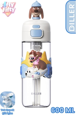 Dıller 600 Ml Pipetli & Rahat İçim Çift Kullanım Tritan Su Matarası Suluk -ffd600renk3 Mavi
