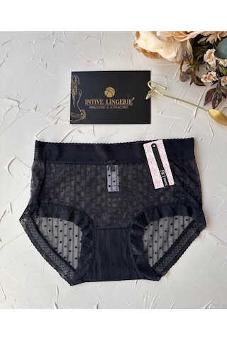 Lily Baby Puantiyeli Pamuk Ağlı Transparan Esnek Normal Bel İthal Siyah
